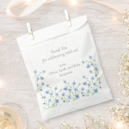 Elegant Blue Watercolor Wildflower Baby Shower Geschenktütchen