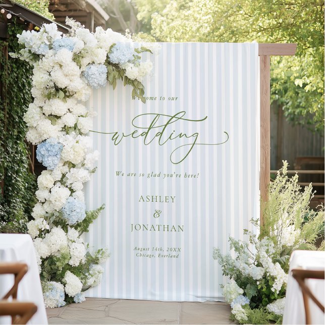Elegant Blue Wedding Backdrop Tapestry Wandteppich (Von Creator hochgeladen)