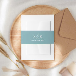 Elegant Blue Wedding Monogram Simple Einladungsbanderole