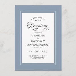 Elegant Blue Wedding Reception Chic Borders Begleitkarte
