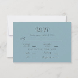 Elegant Blue Wedding Simple RSVP Card