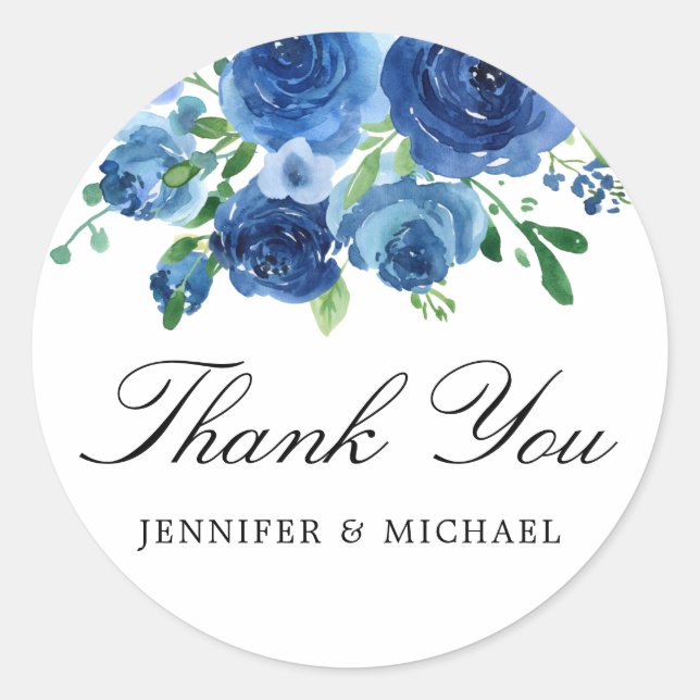Elegant Blue Wedding Vielen Dank, dass Sie Sticker (Vorderseite)