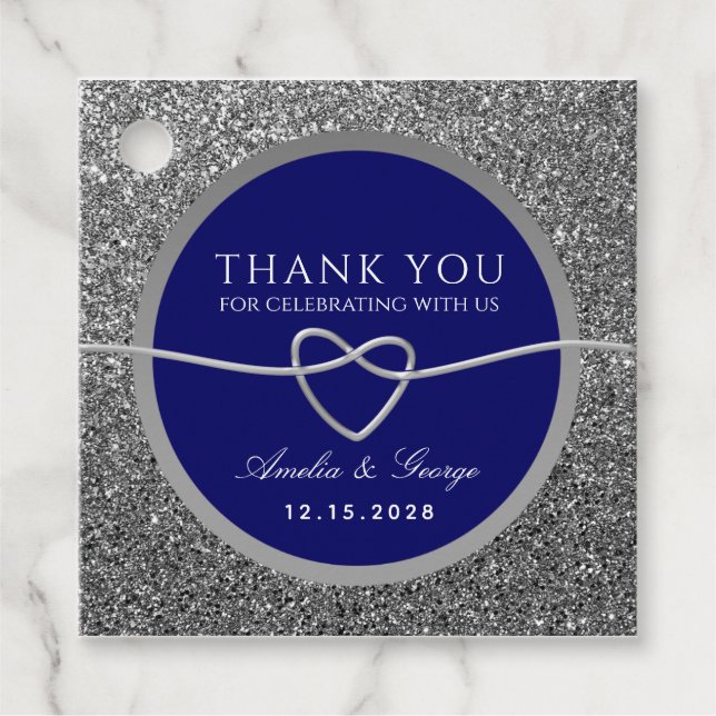 Elegant Blue Wedding Vielen Dank Geschenkanhänger (Vorderseite)