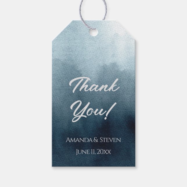 Elegant Blue Wedding Vielen Dank Geschenkanhänger (Vorderseite)
