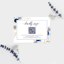 Elegant Blue Wedding Website UAWG QR Code Card Dankeskarte