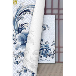 Elegant Blue White Chinesisch Lunar Neujahr Gruß Karte