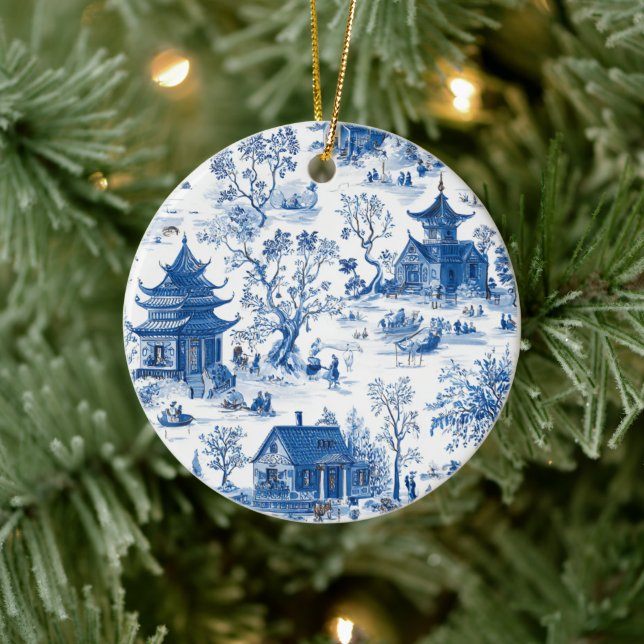 Elegant Blue & White Chinoiserie Design Ornament (Baum)
