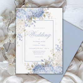 Elegant Blue & White Hydrangeas Wedding Invitation Einladung