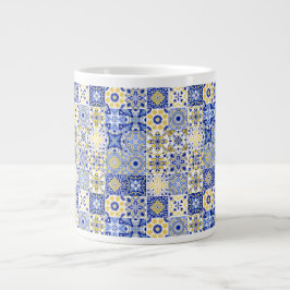Elegant blue& white Portuguese Azulejo pattern  Jumbo-Tasse