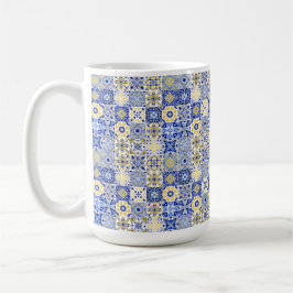Elegant blue& white Portuguese Azulejo pattern  Kaffeetasse