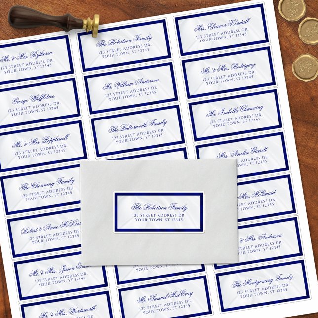 Elegant Blue White Wedding Guest Address Labels (Von Creator hochgeladen)