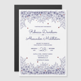 Elegant Blue White Wedding Magneteinladung