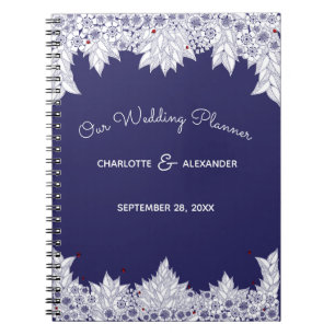 Elegant Blue White Wedding Notizblock