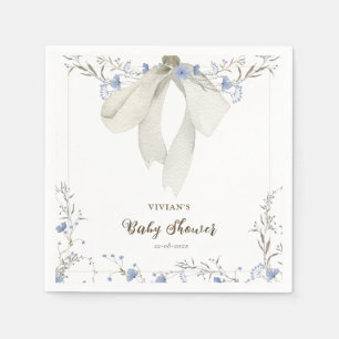 Elegant Blue Wildblumen Coquette Bow Baby Dusche Serviette