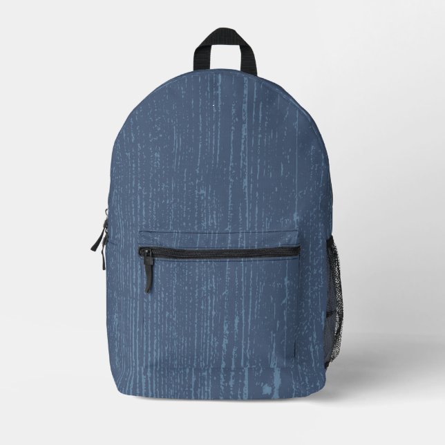 Elegant Blue Wood Grain Bedruckter Rucksack (Vorderseite)
