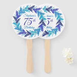 Elegant Blue Wreath 75. Geburtstag Fächer