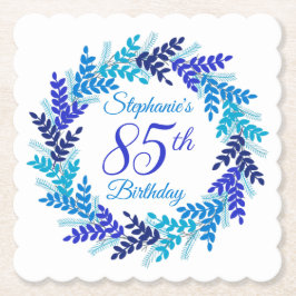Elegant Blue Wreath 85. Geburtstag Untersetzer