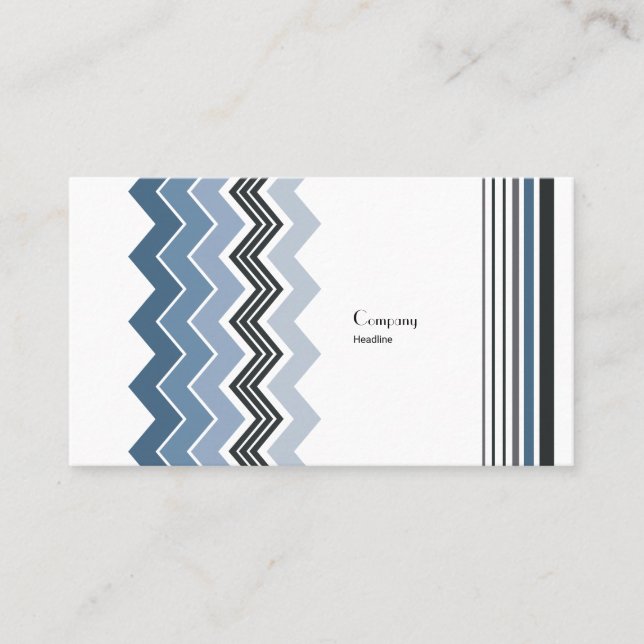 Elegant Blue Zig Zag Muster Visitenkarte (Vorderseite)