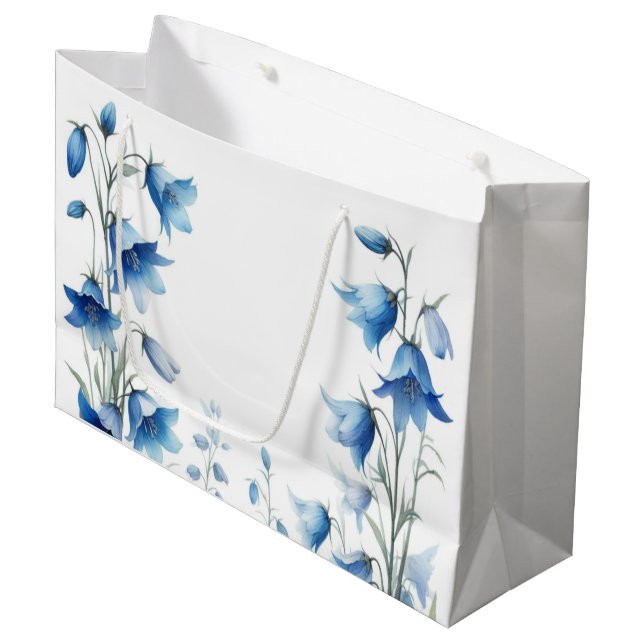 Elegant Bluebells Blume Große Geschenktüte (Vorderseite Schrägansicht)