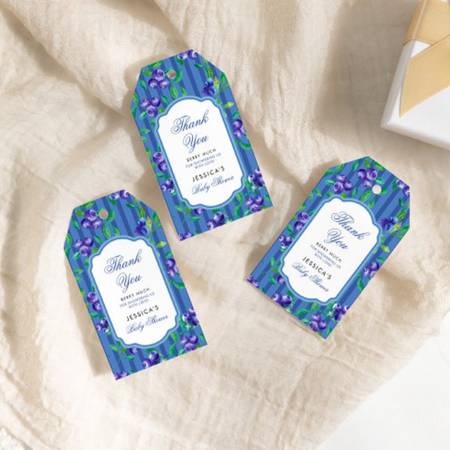 Elegant Blueberry Berry Sweet Baby Shower Geschenkanhänger (Von Creator hochgeladen)