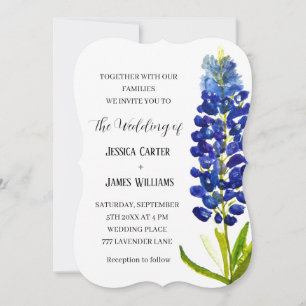 Elegant Bluebonnet Texas Watercolor Floral Wedding Einladung
