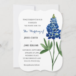 Elegant Bluebonnet Texas Watercolor Floral Wedding Einladung