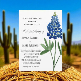 Elegant Bluebonnet Texas Watercolor Floral Wedding Einladung