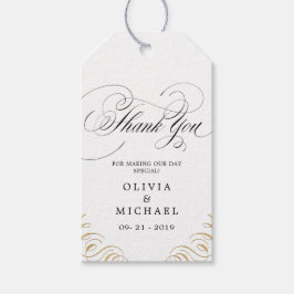 Elegant blüh Kalligrafie Hochzeit danke Geschenkanhänger