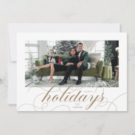 Elegant Blühe formale Script Holiday Foto Card Feiertagskarte