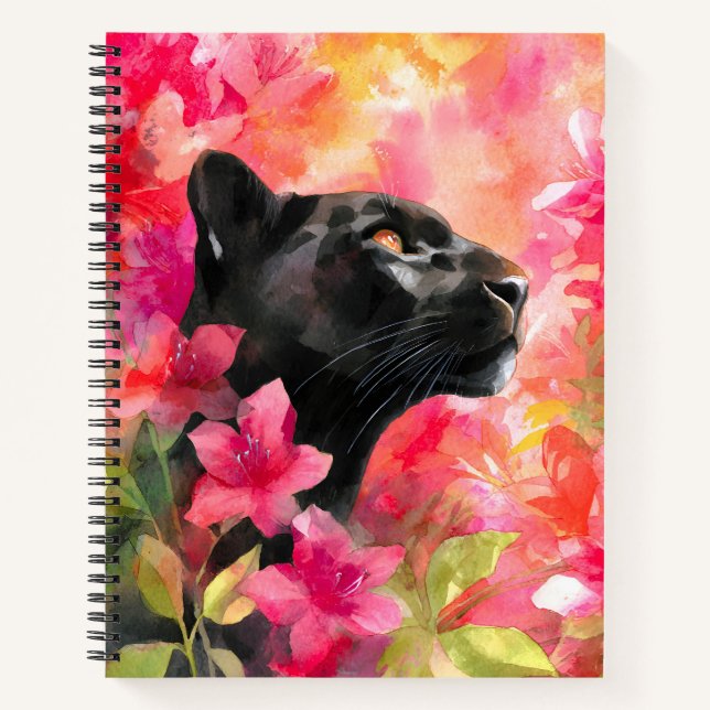 Elegant blühende Wildblume Schwarzer Panther Notizbuch (Vorderseite)