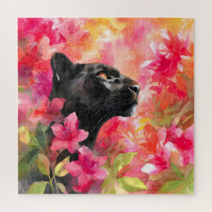 Elegant blühende Wildblume Schwarzer Panther Puzzle