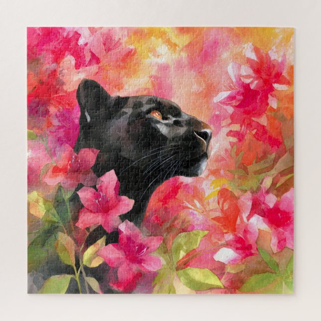 Elegant blühende Wildblume Schwarzer Panther Puzzle (Vertikal)