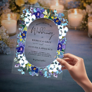 Elegant blumiger Frühlings-Hochzeit in staubigem B Acryleinladungen