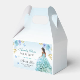 Elegant Blush Blue Floral Quinceñera Geburtstag Geschenkschachtel