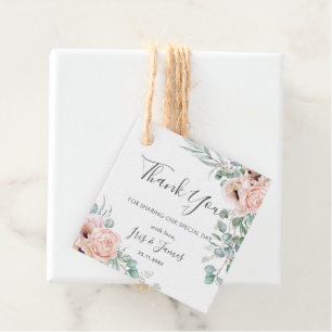 Elegant Blush Blumengrün Hochzeit Vielen Dank Geschenkanhänger