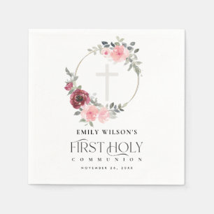 ELEGANT BLUSH BURGUNDY FLORAL First HOLION Serviette