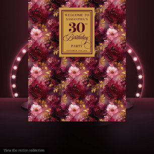 Elegant Blush Burgundy Gold Boho 30. Geburtstag Wandteppich