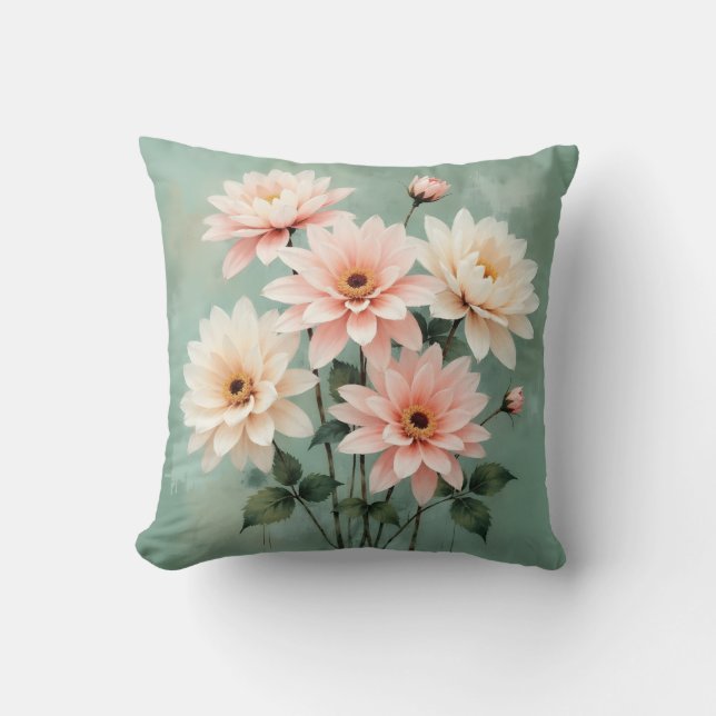 Elegant Blush Chrysanthemum Art Kissen (Vorderseite)