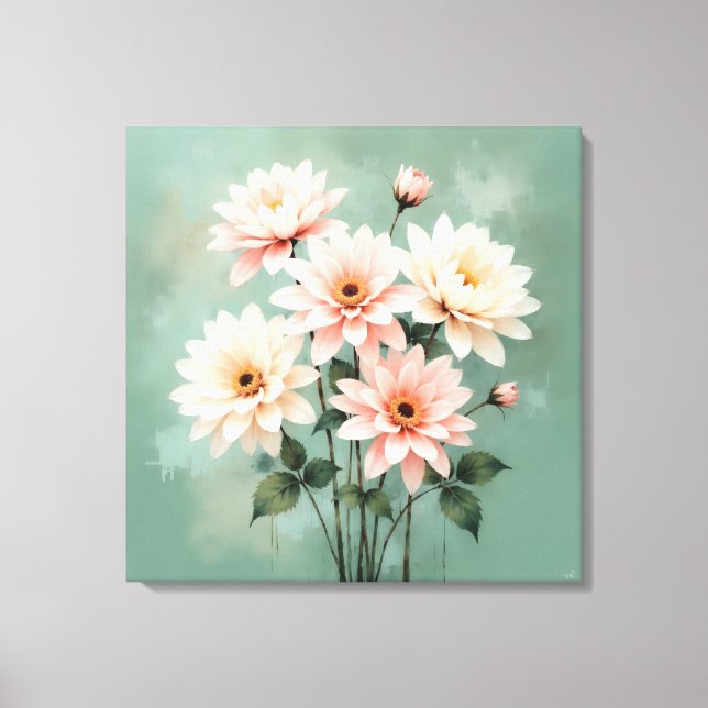 Elegant Blush Chrysanthemum Art Leinwanddruck (Vorderseite)