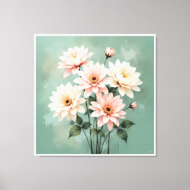 Elegant Blush Chrysanthemum Art Leinwanddruck (Vorderseite)