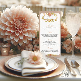 Elegant Blush Dahlias Golden Script Wedding Menükarte