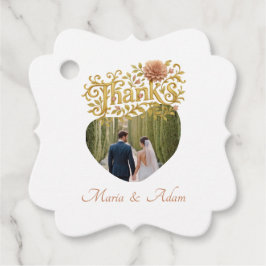 Elegant Blush Dahlias Golden Script Wedding Photo Geschenkanhänger