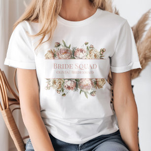 Elegant Blush Dusty Rose Pfingstrosen Brautjungfer T-Shirt