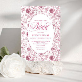Elegant Blush Dusty Rose Toile Bridal Shower Invit Einladung