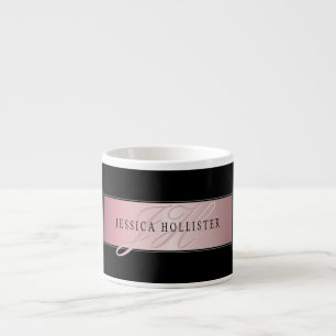 Elegant Blush Faux Roségold Name & Initialen Espressotasse