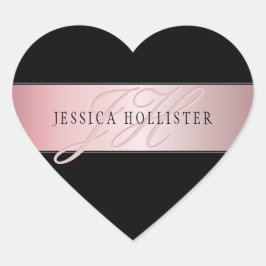 Elegant Blush Faux Roségold | Name & Initialen Herz-Aufkleber