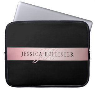 Elegant Blush Faux Roségold Name & Initialen Laptopschutzhülle