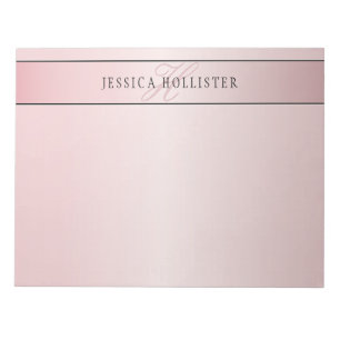 Elegant Blush Faux-Roségold   Name & Initialen Notizblock