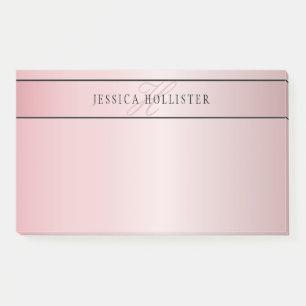 Elegant Blush Faux Roségold Name & Initialen Post-it Klebezettel