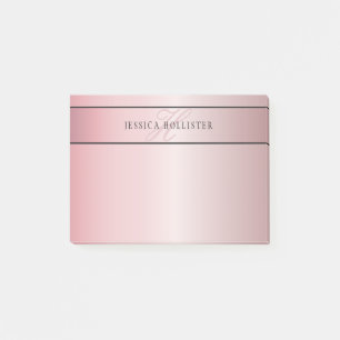 Elegant Blush Faux Roségold   Name & Initialen Post-it Klebezettel